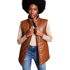 And Now This Vegan Leather Puffer Vest Small